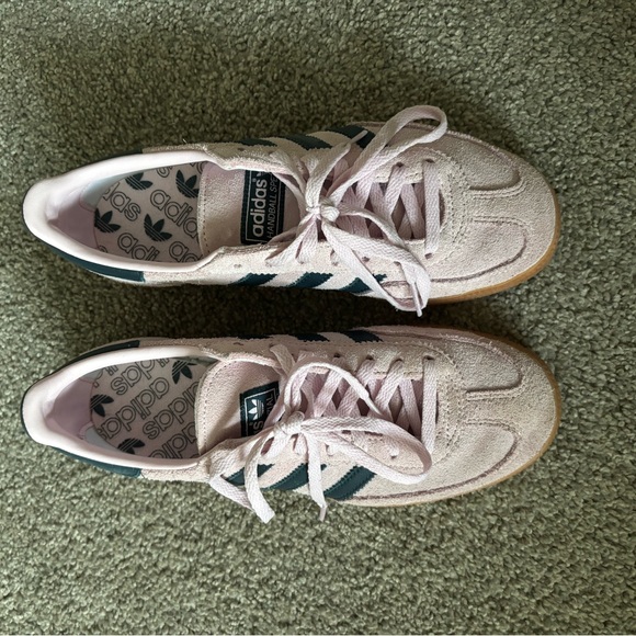 adidas Shoes - Adidas Women’s Suede Sneakers in Light Pink with Navy Stripes (size 7)